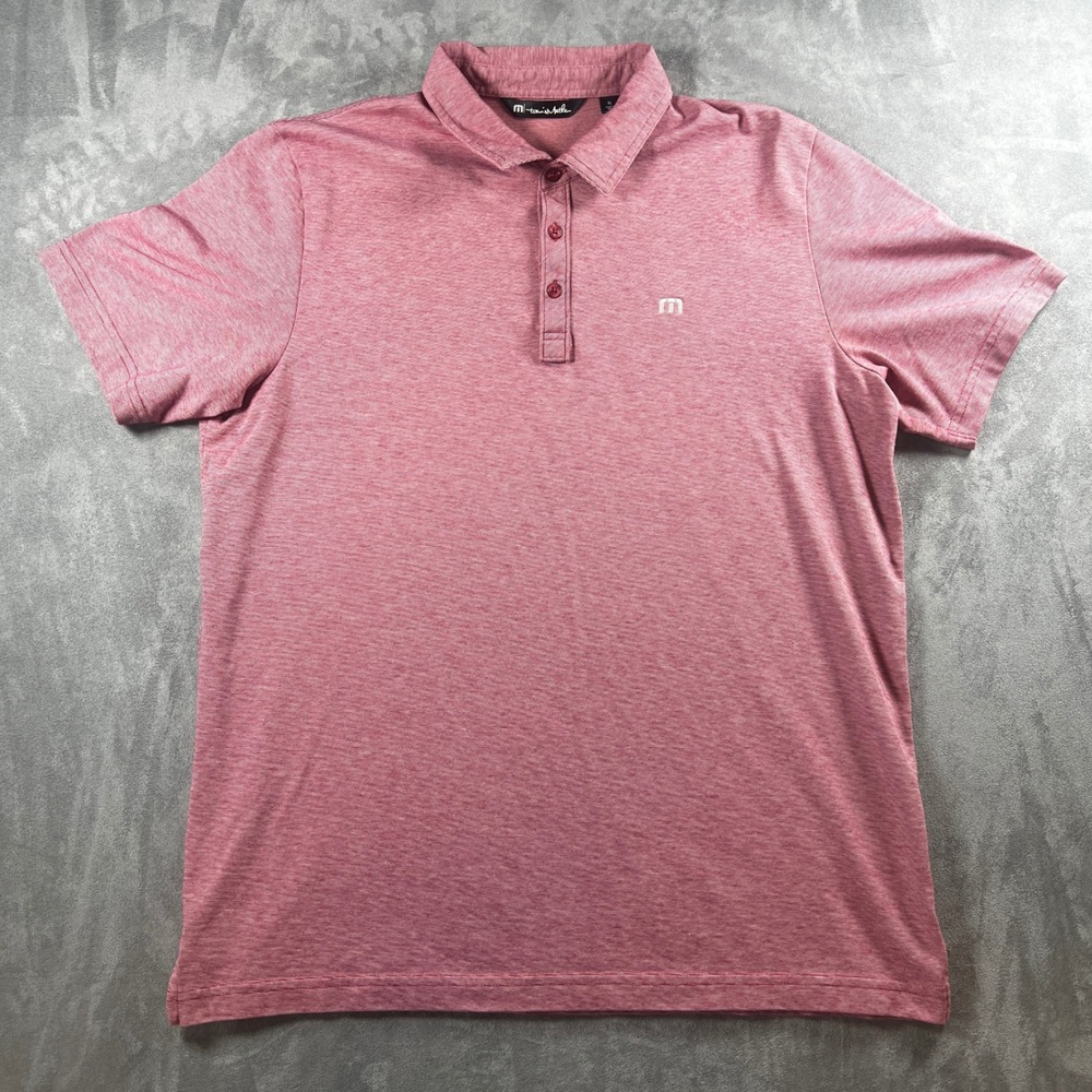 TravisMathew Polo Shirt Mens XL Red Heather Golf Casual Pima Cotton Blend